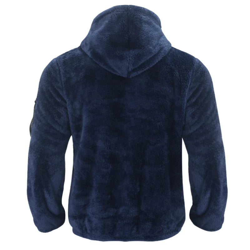 2024 American Style Heavy Coat Men's Winter Jacket Double-sided Fleece Warm Windbreaker Casual Sports Hooded Coat Bomber Jacket