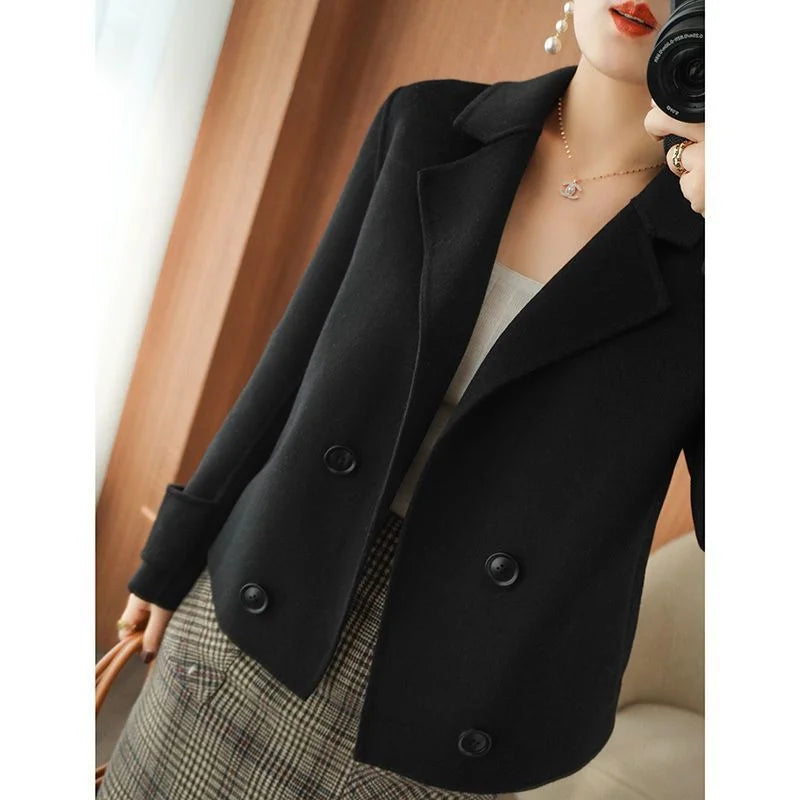 New High-End Single-Sided Woolen Coat For Women Fashion Casual Small Suit Autumn Winter Short Woolen Blending Coat Female