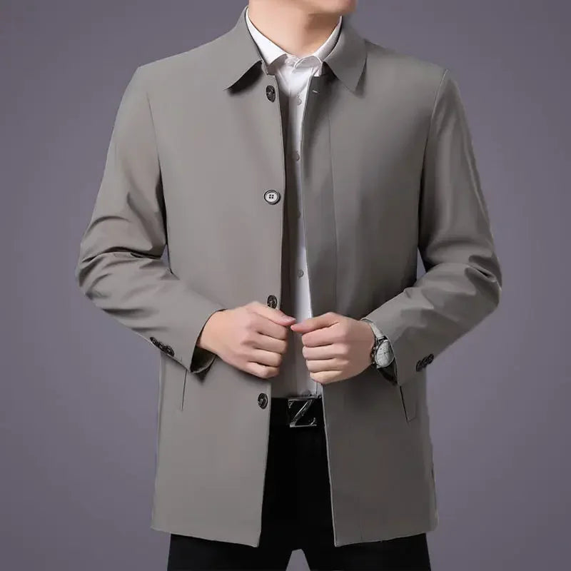 Men Coats Brand Top Quality Spring Men's Trench Coat Solid Color Mid-length Jacket male Casual Business Windbreak Jackets