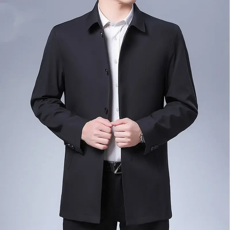Men Coats Brand Top Quality Spring Men's Trench Coat Solid Color Mid-length Jacket male Casual Business Windbreak Jackets