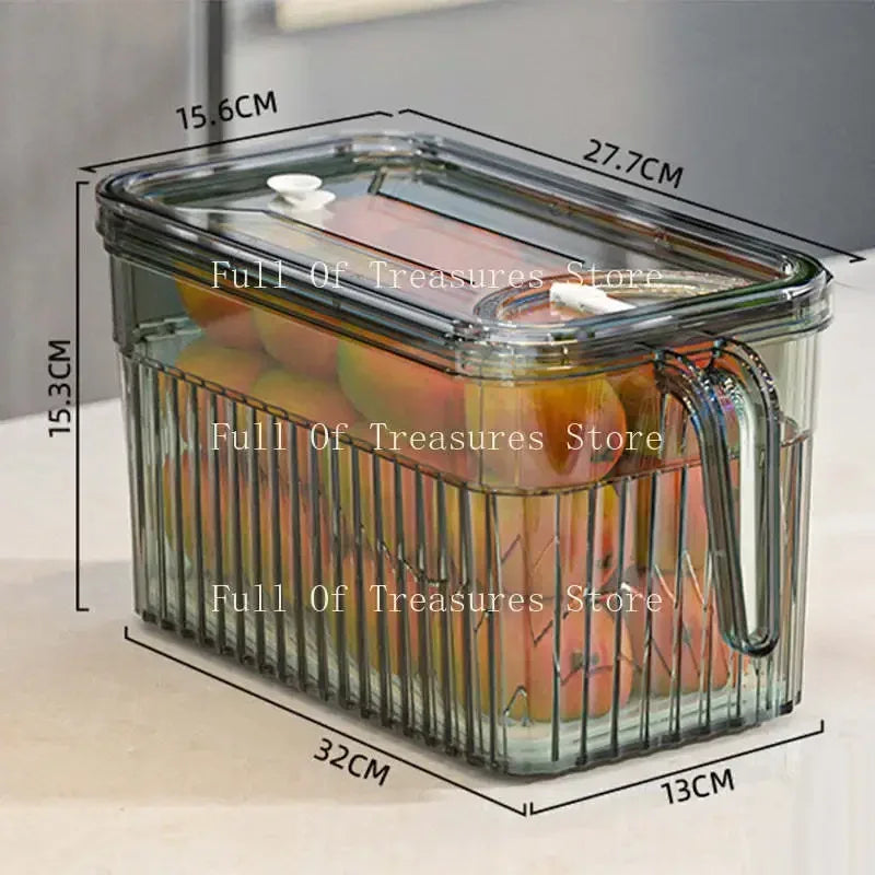 Refrigerator Storage Food Container Fresh Vegetable Fruit Boxes Drain Basket Storage Containers Pantry Kitchen Organizer
