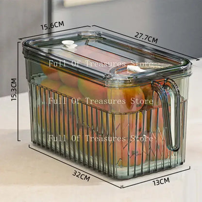 Refrigerator Storage Food Container Fresh Vegetable Fruit Boxes Drain Basket Storage Containers Pantry Kitchen Organizer