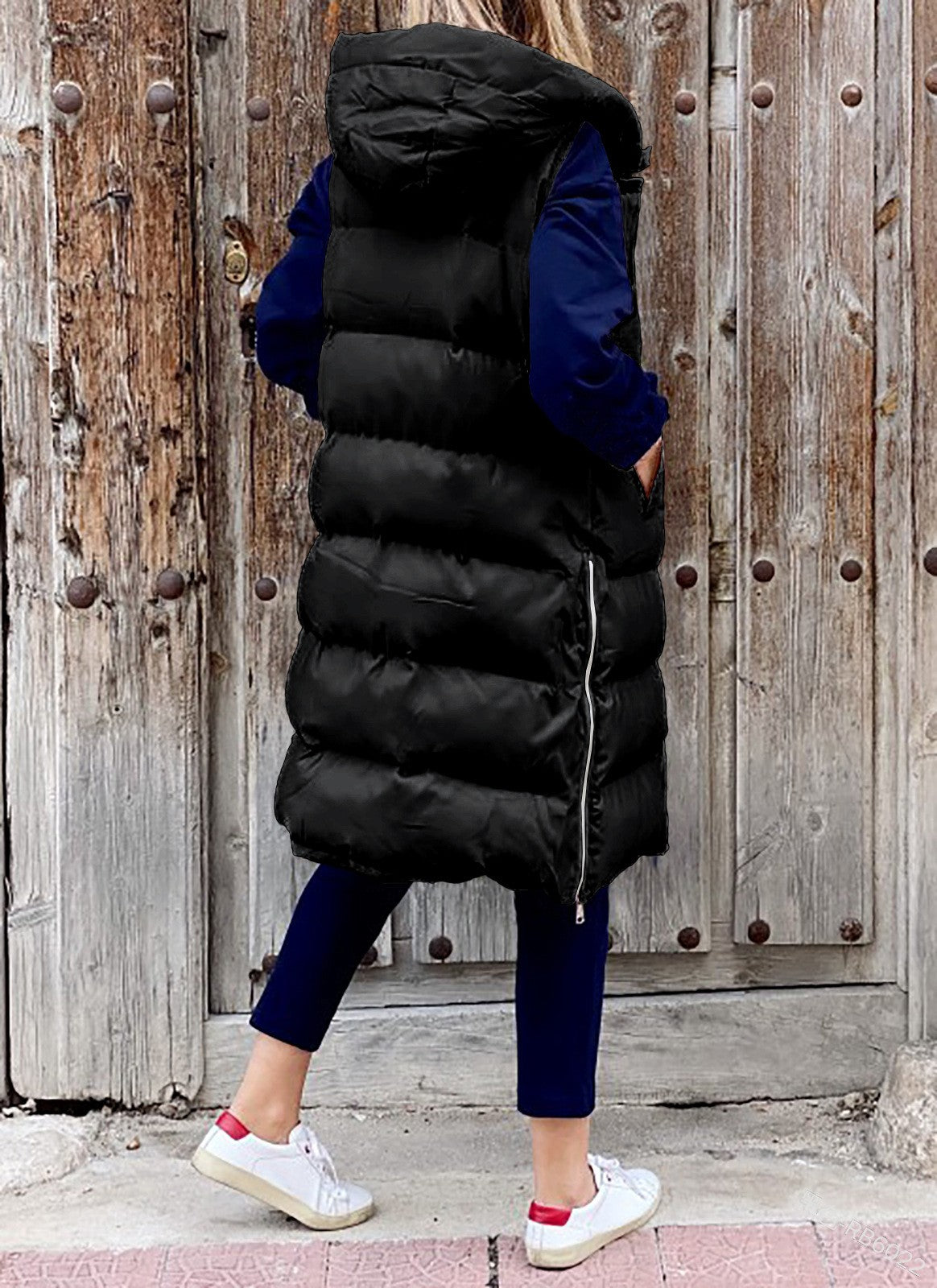 Women's Long Coat Vest With Hood Autumn Winter Sleeveless Warm Cotton Down Coat Waistcoat Quilted Vest Down Jacket Outwear 5XL