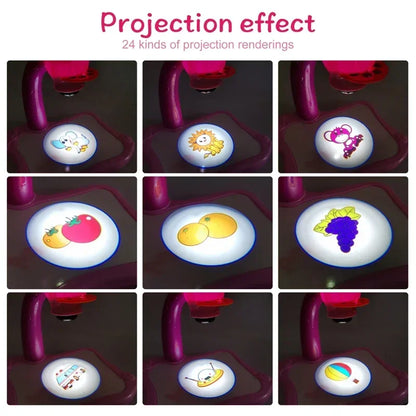 Kids Painting Board Desk Arts Crafts Educational Learning Paint Tools Toy for Girl Children Led Projector Art Drawing Table Toys