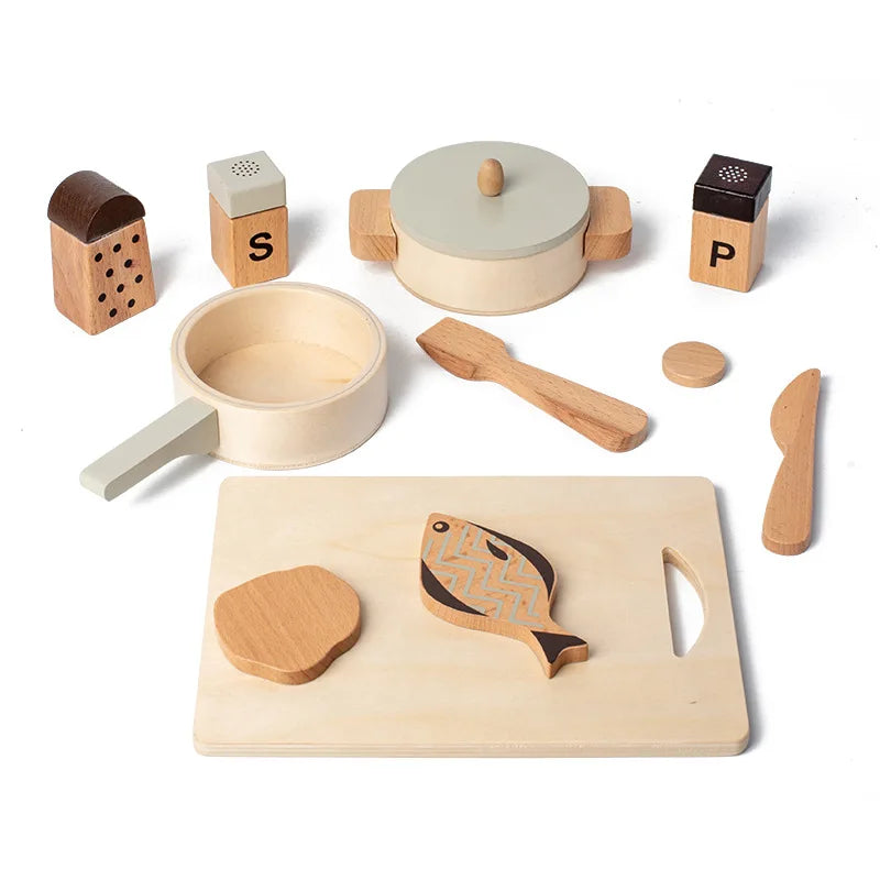 Natural Wood Children's Preschool Toys Fruits And Vegetables Simulation Play House Kitchenware Cognitive Wooden Model Toys
