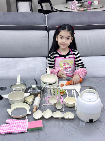 Mini Kitchenette Children'S Educational Toys Boy And Girl Pretend Play Kitchenette Full Set Real Cooking  Chidren Birthday Gifts