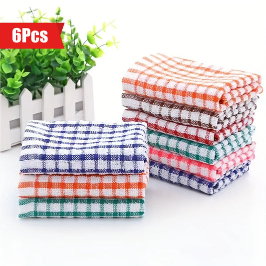 6PCS Cotton Kitchen Tea Towels Absorbent Lint Free Catering Restaurant Cloth Dish Towels Cleaning Cloth Kitchen Cleaning Towel