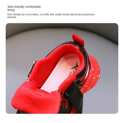 Disney Children's Led Light Shoes Fashion Aoger Spiderman Boys Sneakers Girls Cartton Casual Shoes Breathable Kids Sport Shoes