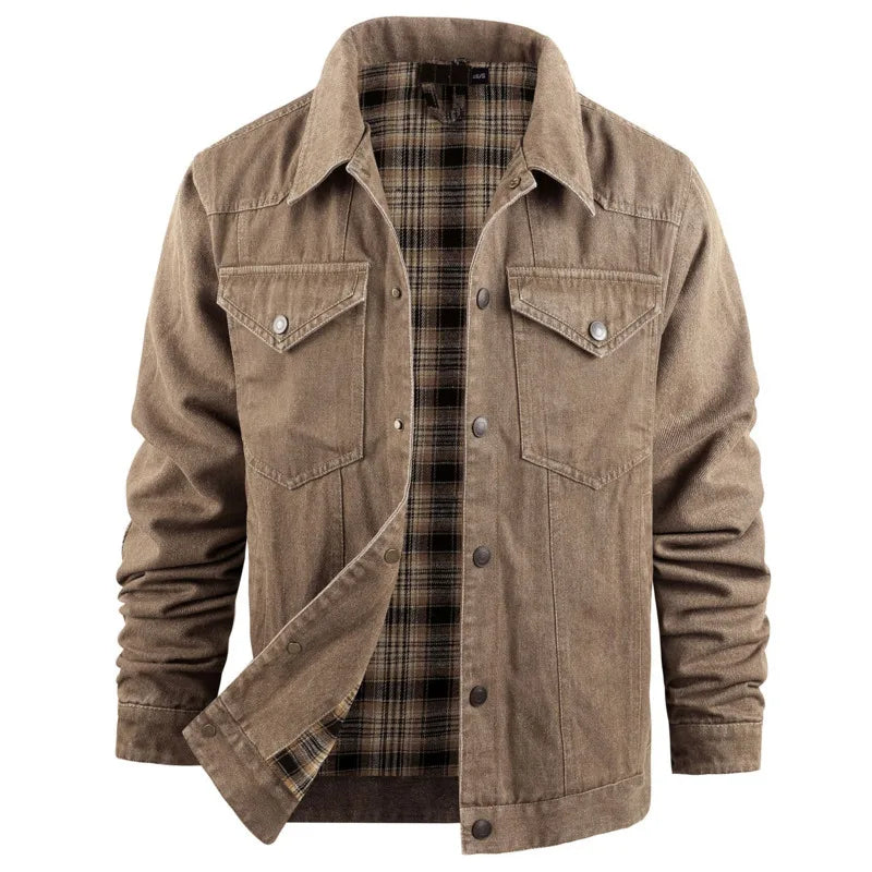 Men's Spring and Autumn Fashion Versatile Jacket Pure Cotton Casual Loose Collar Jacket High end Business workwear Top Coat