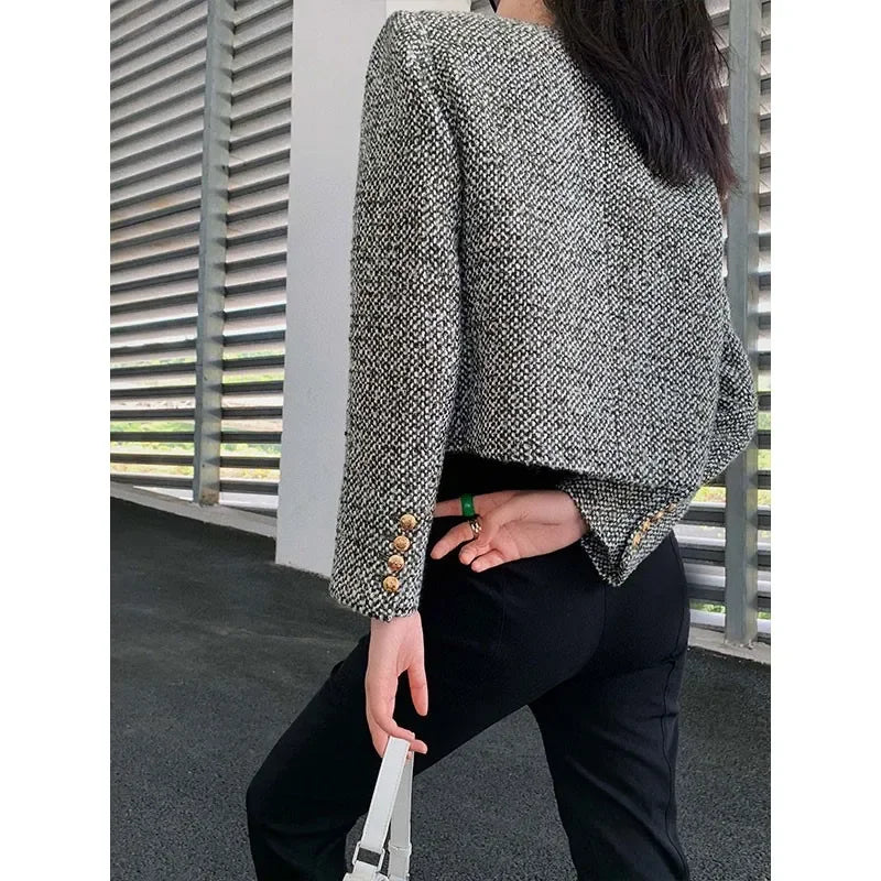 Coat Women Winter Jacket New Autumn and Winter Korean Women's Single-breasted High-quality Chic Tweed Retro Top Coat Women 2024
