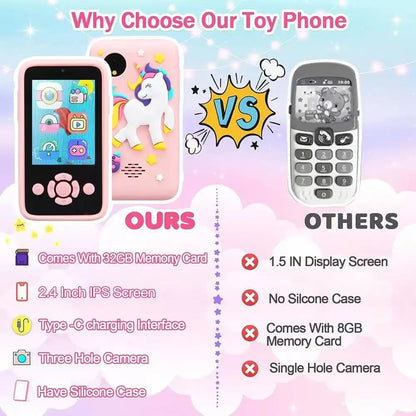 Children Phone Toys Camera Mp3 Music Player Puzzle Games Tooddler Educational Leaning Toys Kids for Girls Boys Birthday Gifts
