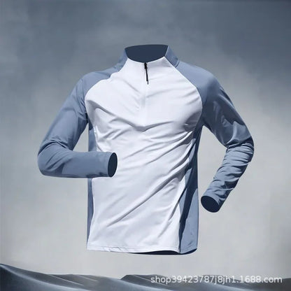 Men's Quick-Dry Sports Set Autumn Track and Field Zipper Training Running Fitness Long-Sleeve Shirts for Cycling Gym Wear Men