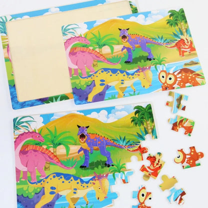 Children 40Piece Montessori Toys Wooden Puzzles Cartoon Animal/vehicle Intelligence Jigsaw 3d Puzzles Educational Toys
