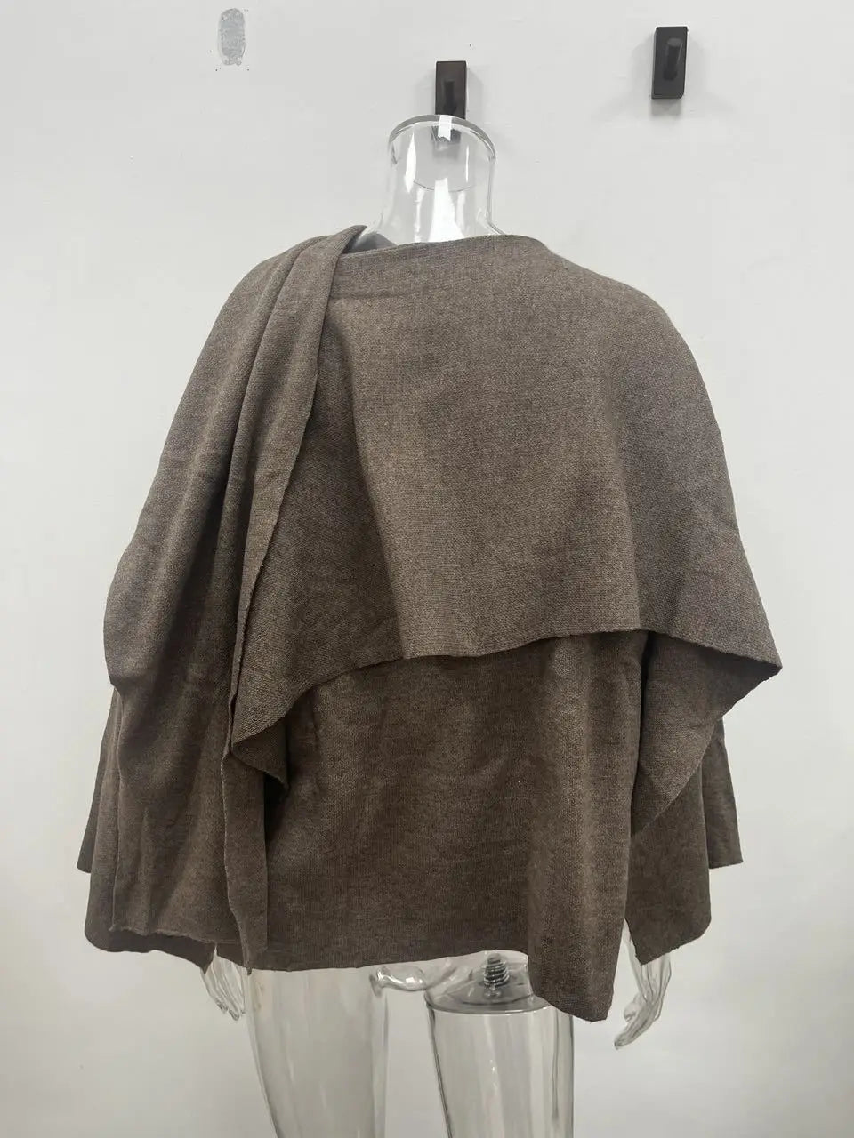 Knitted Short Coat Jacket Shawl Fashion Loose Casual Sleeved Coat Autumn Lady Cape Scarf Collar Outwear Pullover Sweater