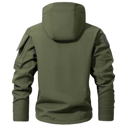 Mens workwear jacket loose fit hooded windbreaker outdoor casual streetwear stylish waterproof trekking coat rugged fashion