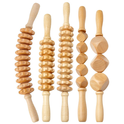 Wood Curved Massage Roller Stick Anti Cellulite Lymphatic Drainage Massager Body Gua Sha Maderotherapy Muscle Massage Relaxation