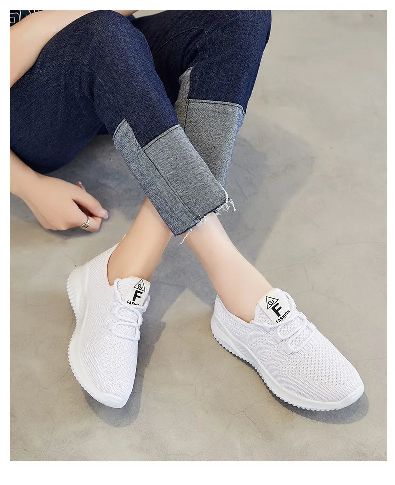 Women's shoes 2025 mesh breathable comfortable sports shoes soft sole lightweight fashion casual shoes