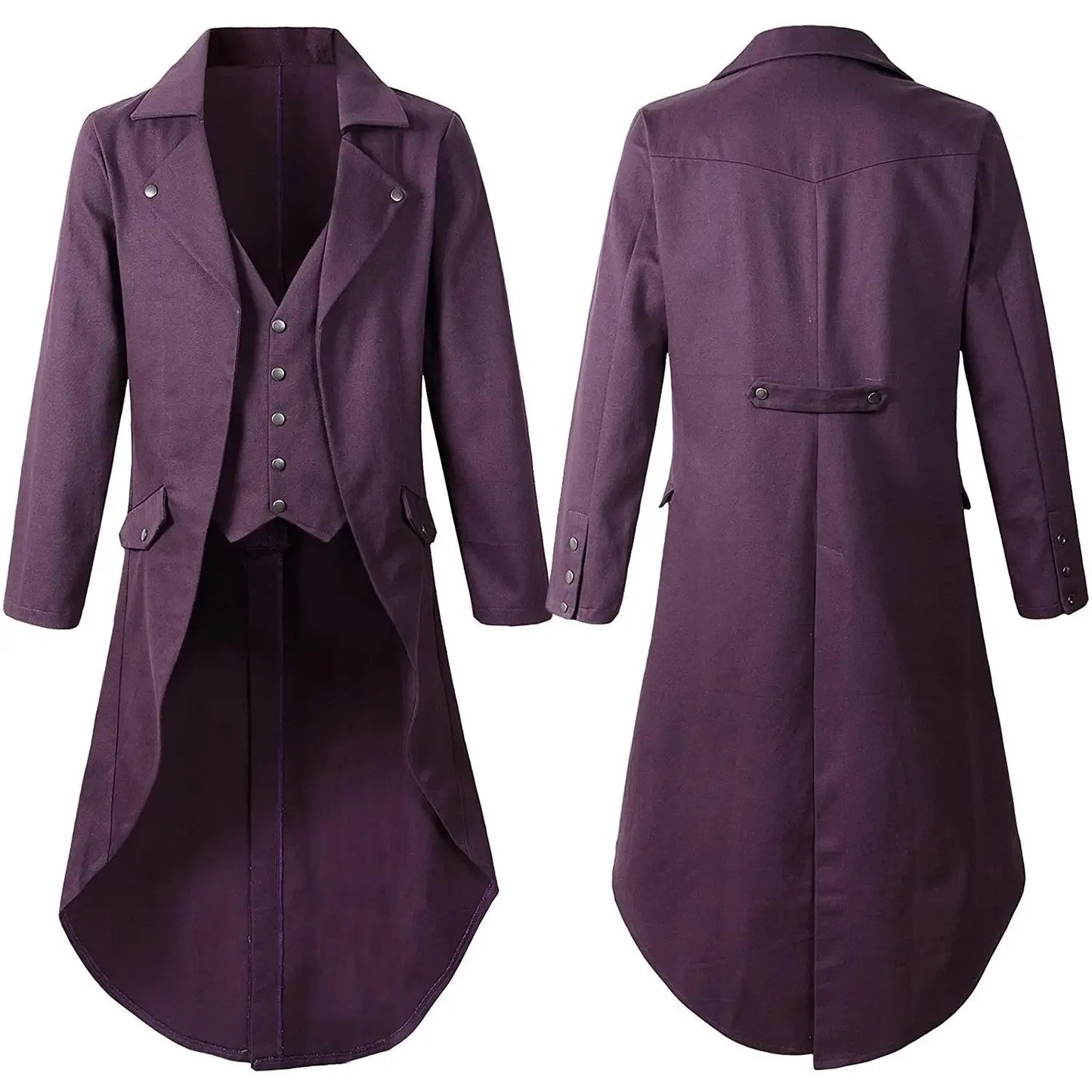 Mens Gothic Tail Coat Black Steampunk Victorian Coat for Men