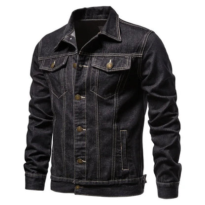 Men Denim Coat Casual Coats Turn Down Collar Full Sleeve Jackets Single Breasted Regular Pocket Button Jacket Splice Autumn