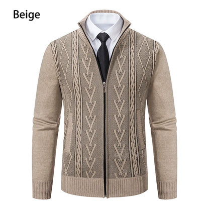 2025 Men's Knitted Sweater Coat Autumn Winter New Fashion Cashmere Padded Warm Casual