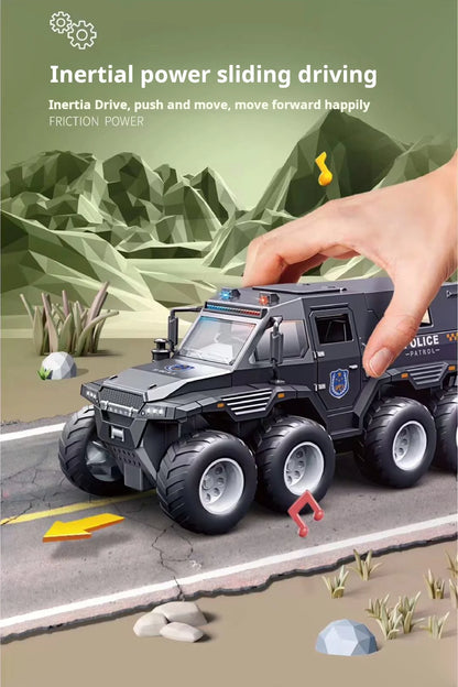 Children Inertia Toy Car With Sound Light Music Simulation Off-road Caravan Boys Interactive Toys Cool Military Buggy Toy Gift