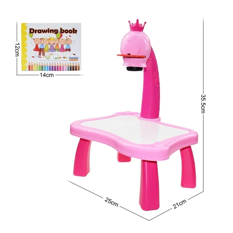 Kids Painting Board Desk Arts Crafts Educational Learning Paint Tools Toy for Girl Children Led Projector Art Drawing Table Toys