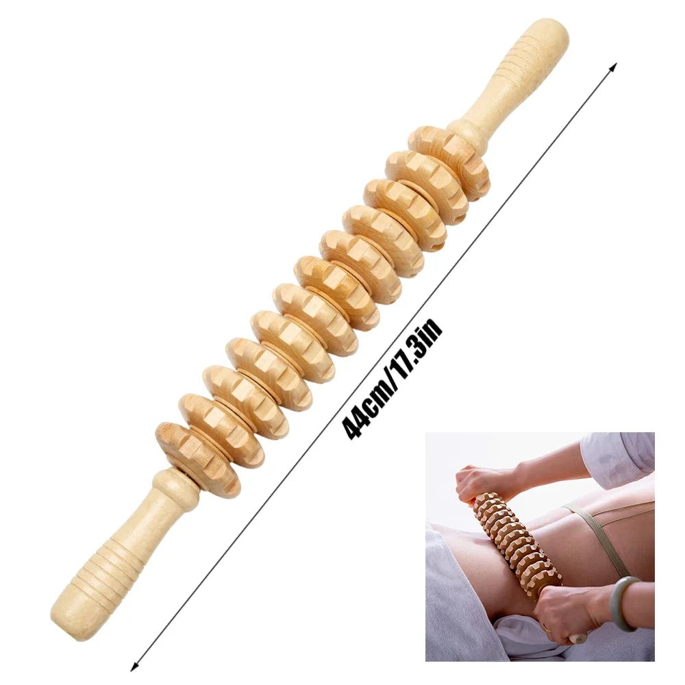 Wood Curved Massage Roller Stick Anti Cellulite Lymphatic Drainage Massager Body Gua Sha Maderotherapy Muscle Massage Relaxation