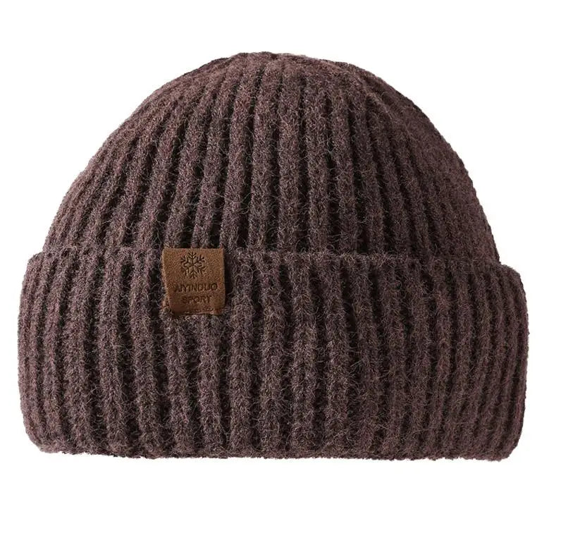 Winter Hats For Men Thickened Knitted Beanie Ear Protection Solid Color Cold Hat Keep Warm Baggy Cap Male Korean Elastic New