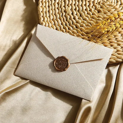10pcs Window Envelopes for Letters DIY Handmade Gift Packaging Bag Wedding Party Invitation Card Cover Linen Texture Envelopes