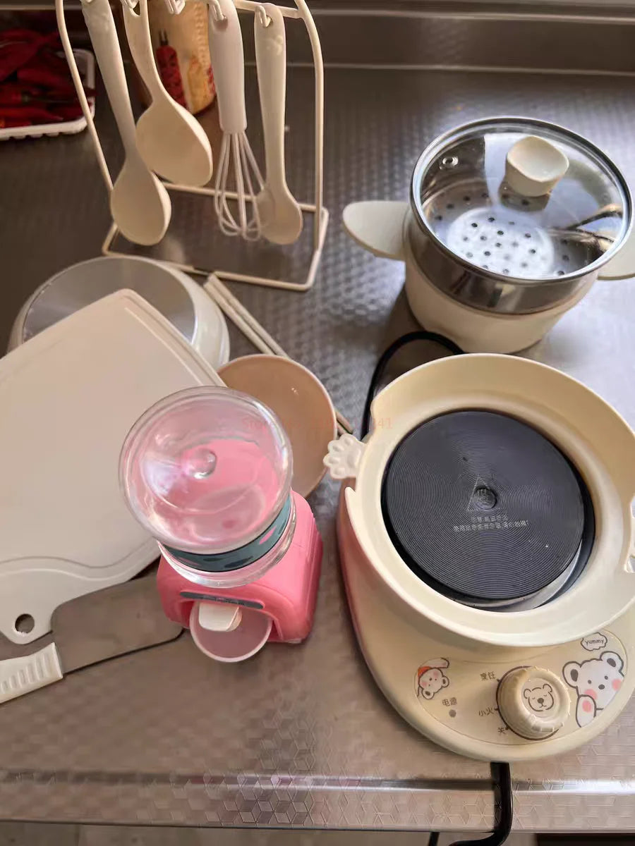 Mini Kitchenette Children'S Educational Toys Boy And Girl Pretend Play Kitchenette Full Set Real Cooking  Chidren Birthday Gifts