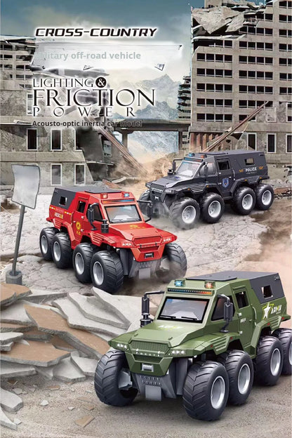 Children Inertia Toy Car With Sound Light Music Simulation Off-road Caravan Boys Interactive Toys Cool Military Buggy Toy Gift