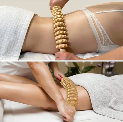 Wood Curved Massage Roller Stick Anti Cellulite Lymphatic Drainage Massager Body Gua Sha Maderotherapy Muscle Massage Relaxation