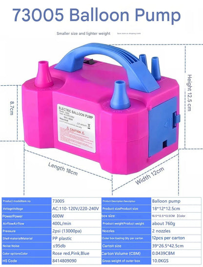 Balloon Party Electric Blowing Machine Birthday Party Balloon Accessories Banquet Atmosphere Double hole Automatic Inflator