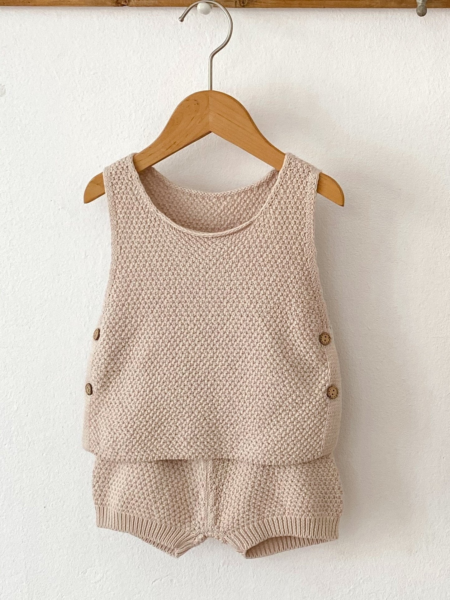 2pcs Baby Infant Girls Casual Plain Color Knit Tank Top & Shorts Set Clothes