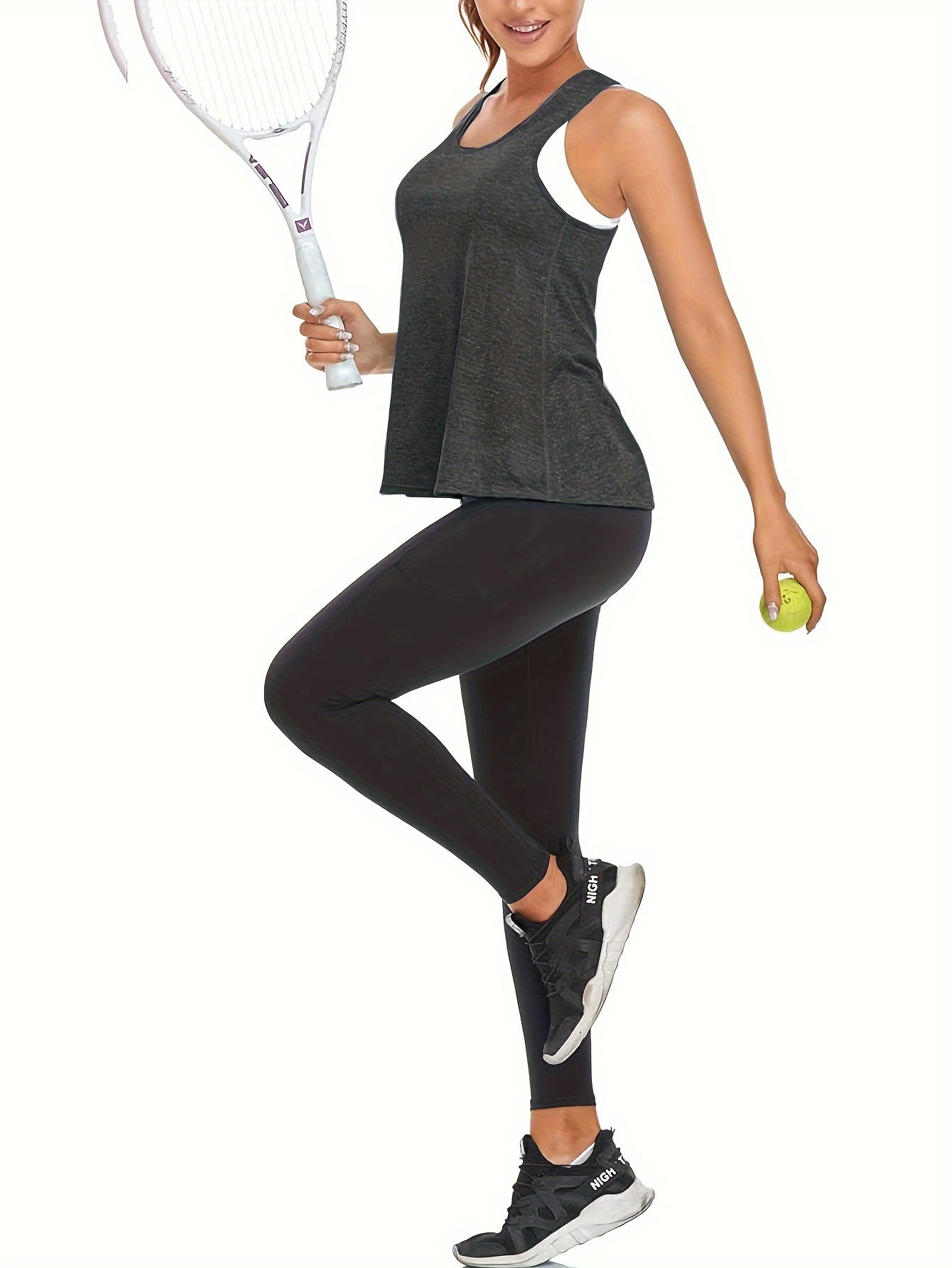 4pcs Women's Quick-Dry Workout Tank Tops - Sleeveless Racerback Yoga Tops with Medium Stretch, Round Neck Activewear for Gym, Training & Casual Wear, 4 Solid Colors (Pink/Black/Dark Grey/Light Teal), Workout Clothes, Gym Appa