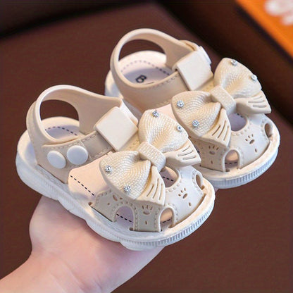 Girls Bow Tie Sandals With Buckle Belt, Summer Baby Toddler Shoes Princess Shoes Soft Bottom Infant 0-3 Years Old Little Kids Kindergarten Shoes With Assorted Colors