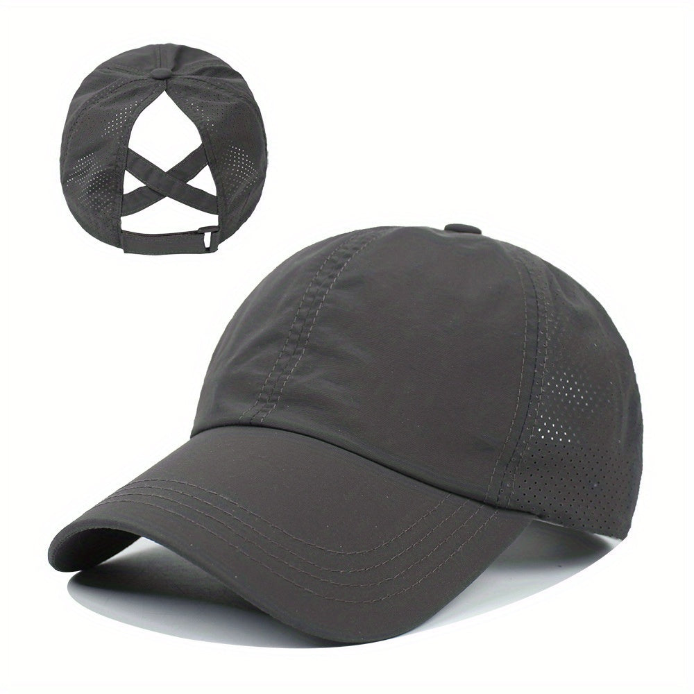 [1X Summer Cap] 1X Quick-Dry Summer Baseball Cap | Men's Ponytail Sun Protection Hat, Women's Sports Cap, Camping Hat