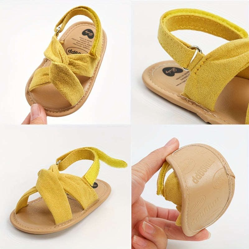 Baby Girls Hook And Loop Sandals, Lightweight Non-Slip Comfy Walking Shoes For Newborn Infant, Summer