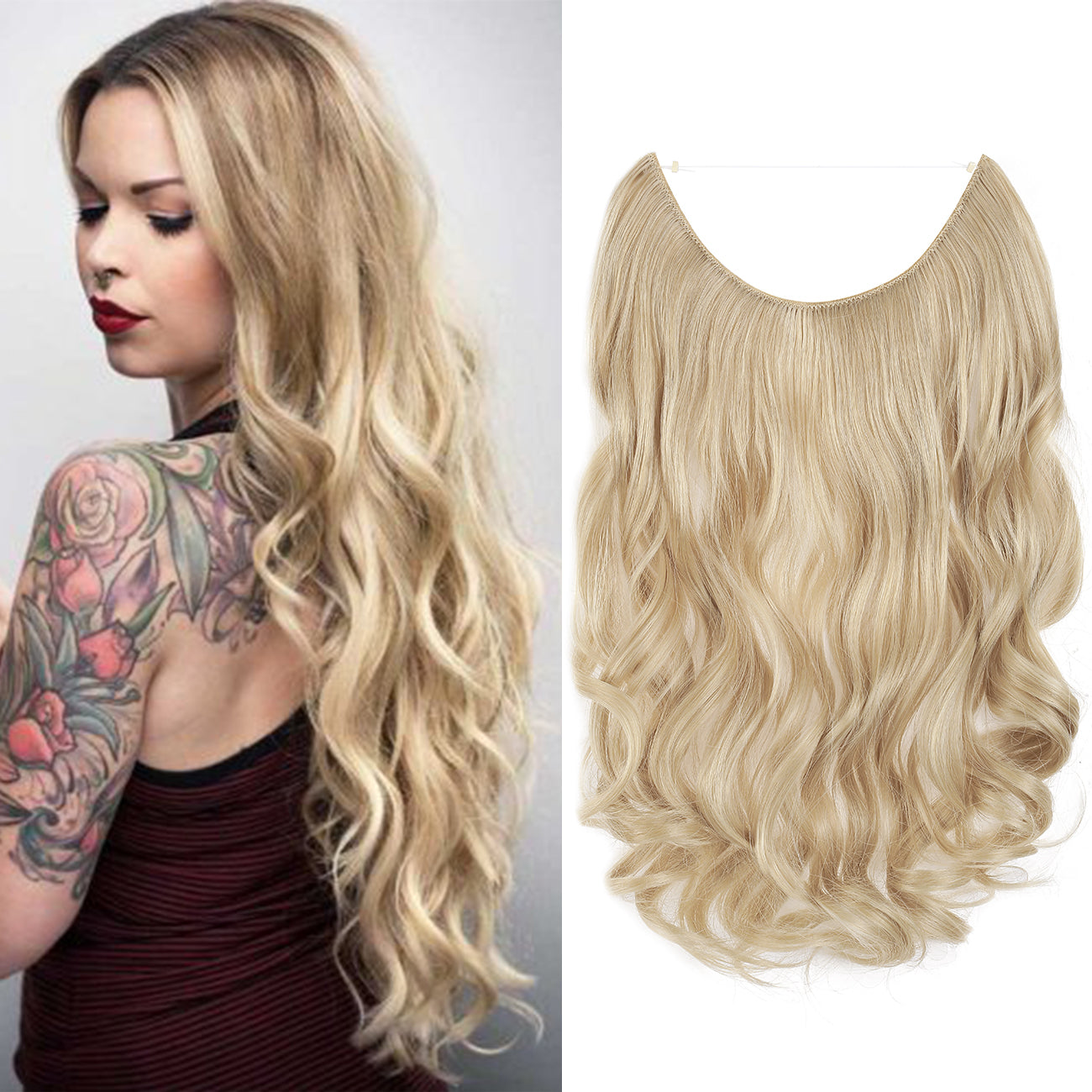 Hair Extensions Invisible Hair Extensions Secret Hidden Wire Long Curly Hair Pieces For Women Synthetic