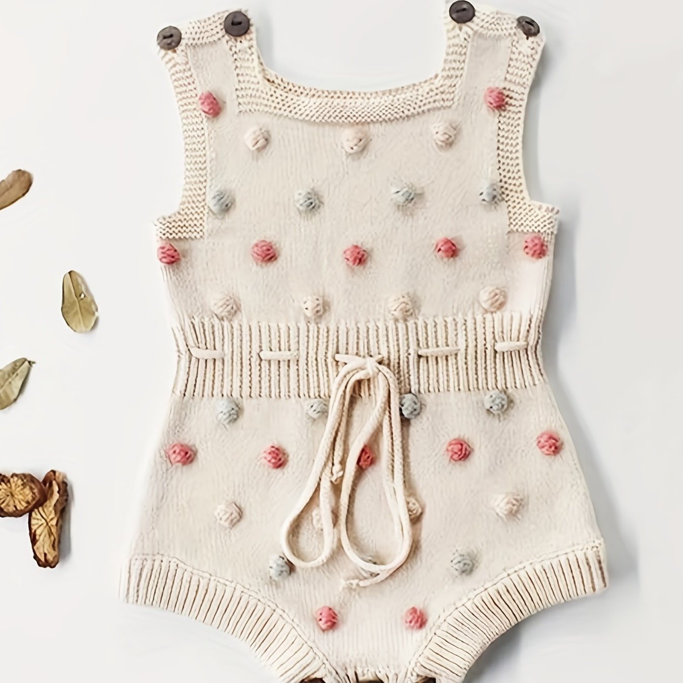 Adorable Hand-Knitted Newborn Baby Romper - Soft 100% Cotton, Pompom Details, Breathable, Comfortable, One-Piece Jumpsuit Overalls for Baby Boys and Girls, 2022 Latest Design