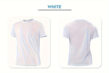 5pcs Mens Shirts Solid Color Simple Summer T-shirt Outdoor Breathable Quick Drying Clothes Running Fitness Sportswear