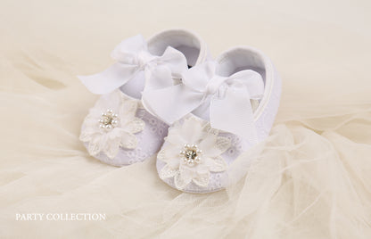 Baby Girls Mary Jane Flat Shoes With Flower Decor Soft Comfy Crib Shoes First Walker Shoes For Newborn Infant, Spring And Summer
