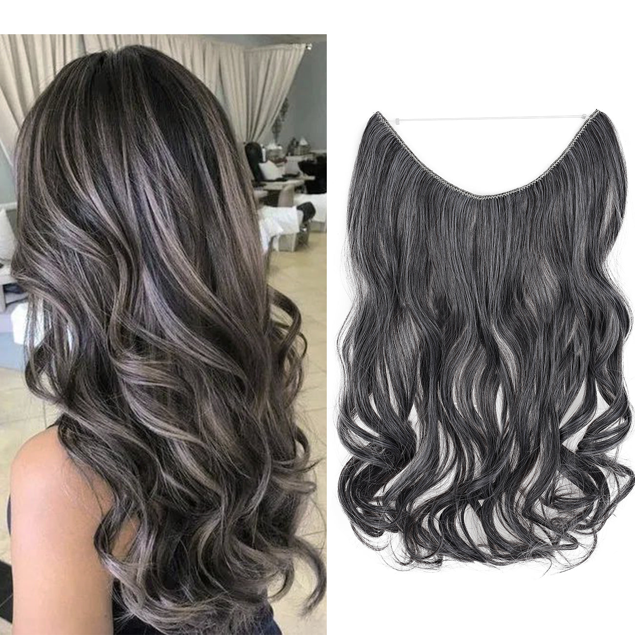 Hair Extensions Invisible Hair Extensions Secret Hidden Wire Long Curly Hair Pieces For Women Synthetic