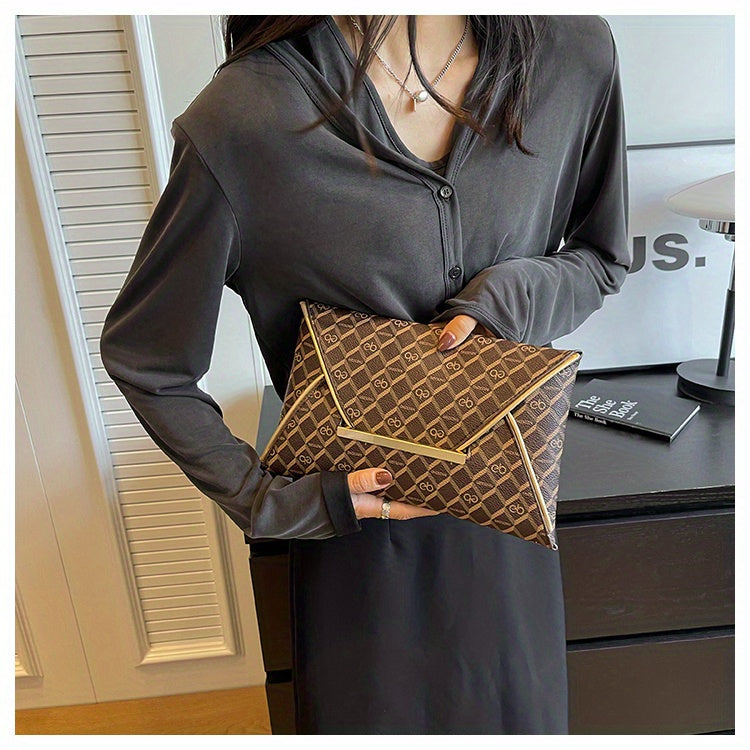 Timeless Vintage Envelop Clutch Wallet - Retro Pattern Coin Purse with Secure Closure - Stylish Square Womens Bag for Daily Glamour and Evening Events