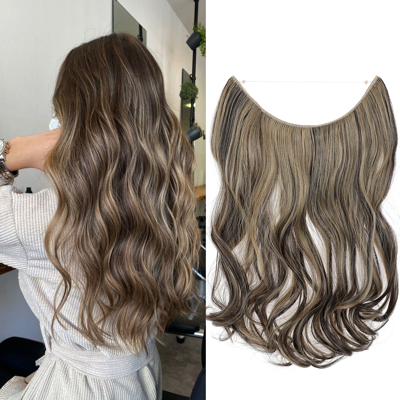 Hair Extensions Invisible Hair Extensions Secret Hidden Wire Long Curly Hair Pieces For Women Synthetic