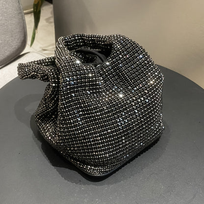 Luxurious Mini Rhinestone Bucket Handbag - Bling-Bling Evening Purse with Chain Strap, Fashionable, Spacious Interior, Perfect for Carnival, Mardi Gras, Music Festival, Party, Prom, and Night Out - Trendy, Glamorous, and Dura