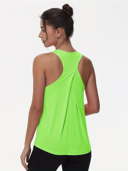 Women's Sleeveless Running Tank Top, Athletic Gym Workout Jogging Yoga Vest Top, Quick-Dry, Breathable Sportswear