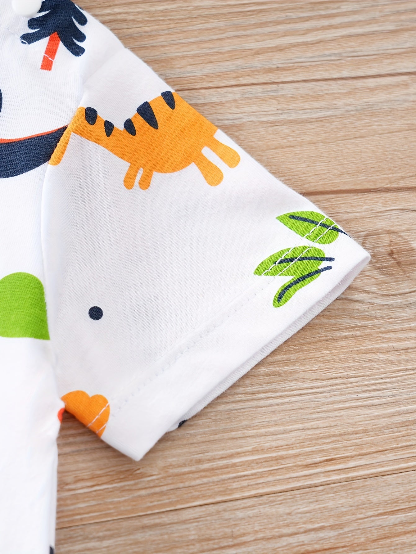 Baby Boys And Girls Cute Dinosaur Graphic Print Cotton Short Sleeve Romper Jumpsuit Clothes