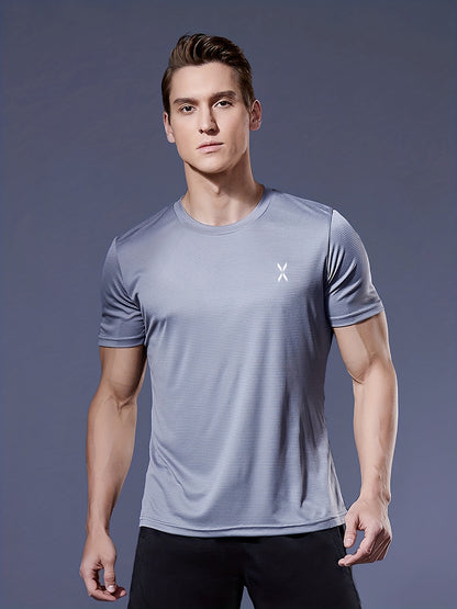 Men's Quick-Dry Athletic T-Shirt - Neon Green Workout Shirt, Lightweight Moisture-Wicking Gym Tee for Running, Training, Boxing, Cycling - Breathable Athletic Top with Round Neck, Gym Shirt, Sports Apparel, Sleek Design, Elas