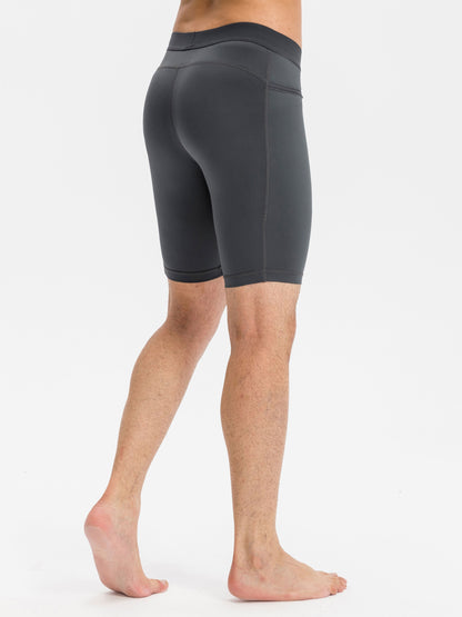 Men's Compression Fitness Shapewear Shorts Zipper Pocket Elastic Sweatwicking Quick Drying Running Training Base Layer Sportswear